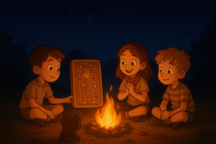 دور آتیش در کمپ دایناسورها در سرزمین فیکولند